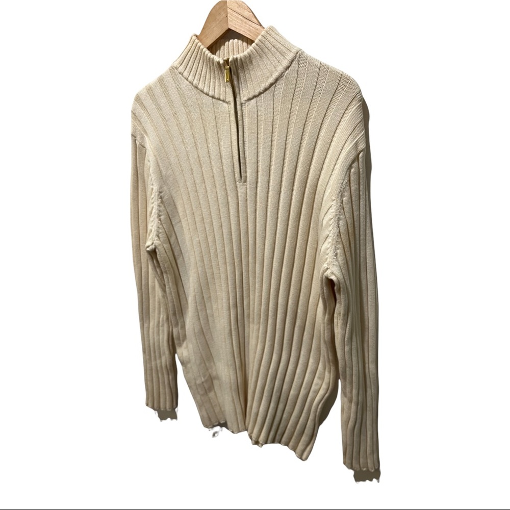LAUREN RALPH LAUREN CREAM MOCK NECK RIBBED 1/4 ZIP LS SWEATER SIZE LARGE - Picture 8 of 15